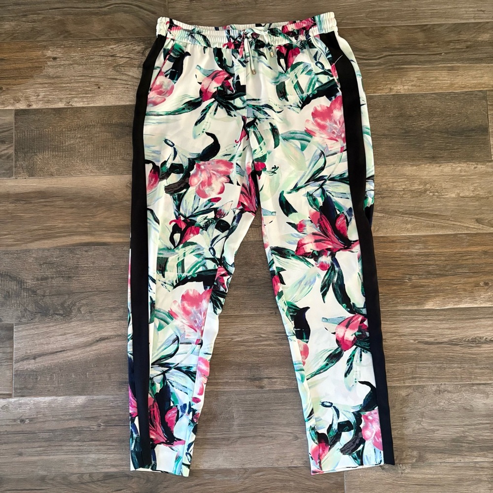 White House Black Market  Floral pants- Pink, green and Black Size S